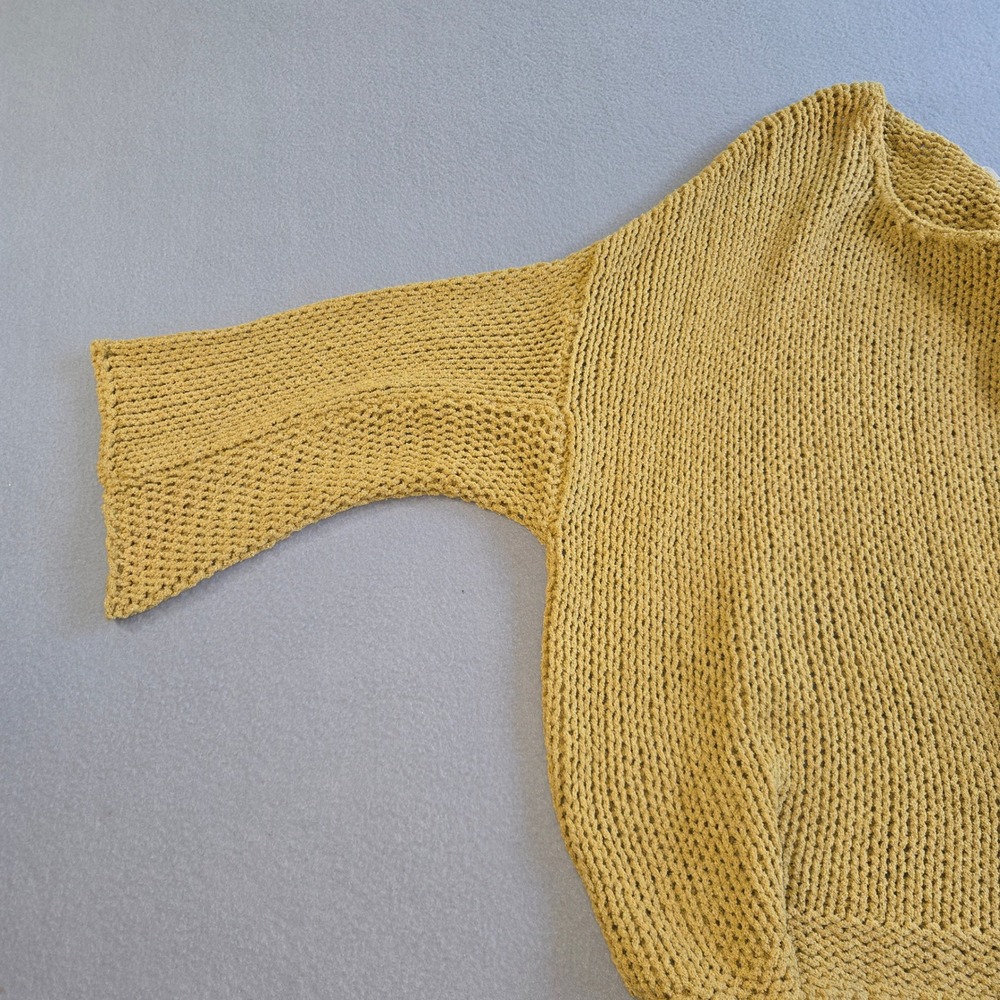 L Love Sweater Women 2XL Mustard Yellow Open Knit Ruffle Hem CL10533 - Picture 4 of 6
